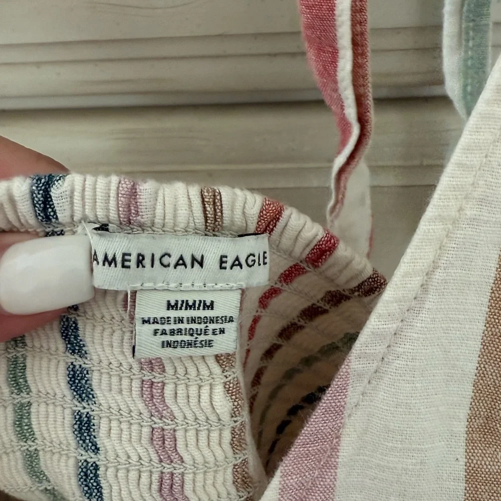 American Eagle Stripe Linen Halter Dress - Picture 5 of 6